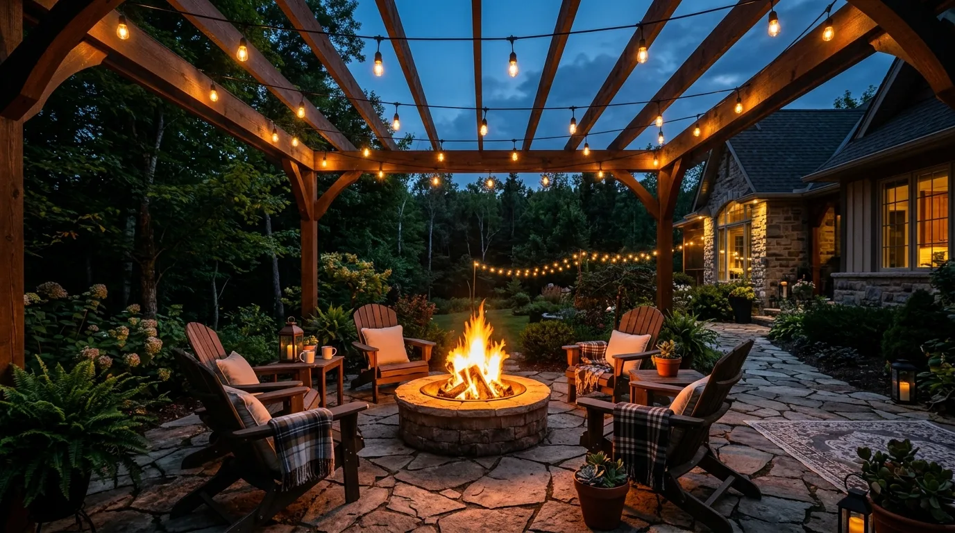 Use lanterns to create lower pools of festive glow inspiration for a holiday lit home.